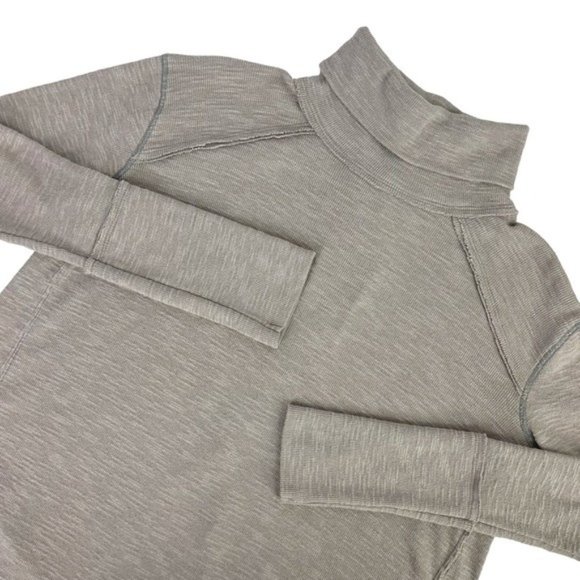 SOLD! Free People Tara Split Back Turtleneck Top Taupe - Picture 12 of 12